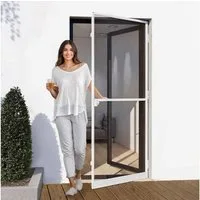 jalousiescout Insektenschutz-Tür Fliegengitter Tür Balkontür mit Rahmen 80x200 Aluminium Weiß, (1-St), leichte Reinigung, nahezu freie Sicht, ProtectLine