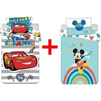 Disney Kinderbettwäsche Disney Cars Lightning McQueen + Micky Maus Kinderbettwäsche, Renforcé, 2 teilig