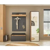 Home affaire Garderoben-Set GIRON/CiTY, moderne Garderobe, Komplettset mit viel Stauraum, (Komplett-Set, 3-St), enthält Garderobenschrank, Paneel, Schuhbank inkl. Sitzkissen