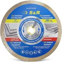 S&R Diamanttrennscheibe 180 x 25,4 x 10 mm, extra dünn, Trennscheibe für sauberes Trennen von, Ø 180 mm, Fliesen, Porzellan, Keramik, Feinsteinzeug, Granit, Marmor