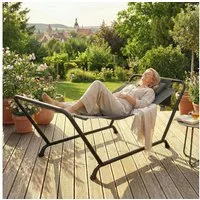 Outsunny Hängematte mit Seitentasche, Kopfstütze, Metallrahmen (Outdoor-Matte, 1 St., Stabhängematte), für Indoor & Outdoor Garten Balkon Terrasse Dunkelgrau