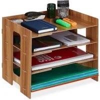 relaxdays Briefablage aus MDF mit 3 Fäch, dunkelbraun