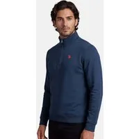 U.S. Polo Assn. Stehkragenpullover USJaaspa – Herren Sweatshirt mit Half-Zip Baumwoll-Viskose-Mix, weich, atmungsaktiv und mit Logo-Stickerei