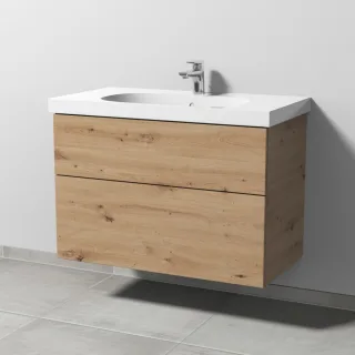 Sanipa 3way Waschtischunterbau zu Geberit Acanto Waschtisch mit 2 Auszügen, Eiche Natural-Touch SM41885