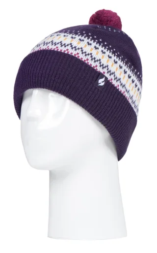 HEAT HOLDERS - Damen / Frauen gestrickte Beanie Bommelmütze mit Pom Pom
