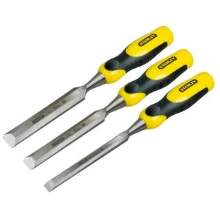 STANLEY Stechbeitel Dynagrip, Kunststoffgriff mit Schlagkappe, Set 3-tlg. 10, 15, 20 mm - 2-16-887