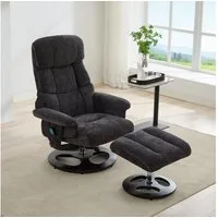 BBWL Massagesessel mit Liegefunktion 360° drehbar Chenille Stoff, Relaxsessel Massage Sessel mit Wärmefunktion und Hocker ergonomischer