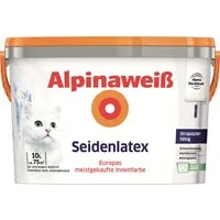Alpina Wandfarbe Alpina Seidenlatex Alpinaweiß 10 L seidenglänzend
