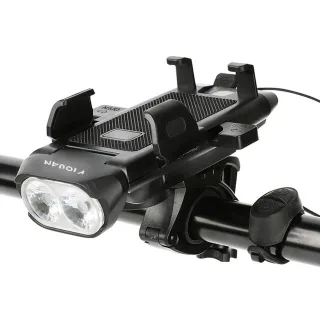 4 In 1 Bicycle Front Light USB Chargeable Phone Holder Bike Horn Cycling Flashlight MTB Power Bank Headlight Bike Access