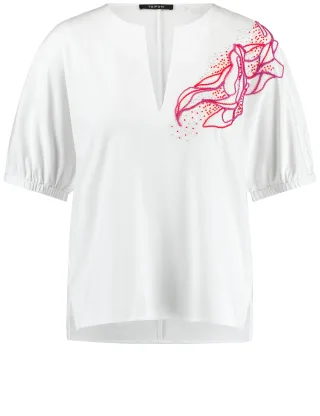 TAIFUN - Shirt mit Stickerei white gemustert - Gr. - 36