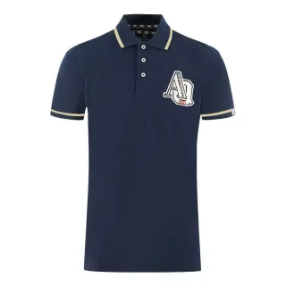 Aquascutum - "AQ 1851" Poloshirt für Herren/Damen Unisex, Mit kontrastfarbenen Streifen (Marine)