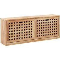 furnicato Schuhschrank Schuhbank mit Gitterstruktur 94 x 20 x 38 cm Natur (1-St) Sitzbank mit 2 Ablagefächern und Stauraum für Schuhe im Flurbereich