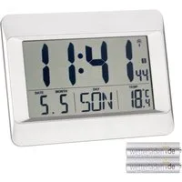 TFA Dostmann Funkwanduhr digitale Wanduhr TFA 60.4519 mit Datum, Wochentag und Innentemperatur
