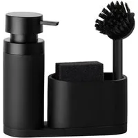 blackswedenhome. Küchenorganizer-Set Design Spülbecken Organizer mit entnehmbaren Spülmittelspender, (Spülbecken Organizer, Spülbürste, Schwamm), Kunststein, Matt schwarz, 3-teiliges Set