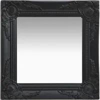 furnicato Wandspiegel Barock 40x40 cm Schwarz mit Massivholz Rahmen (1-St), Antik-Spiegel mit abgeschrägter Kante und Haken für Ankleidezimmer