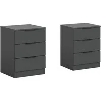 Home affaire Nachtkommode Skarde 2 Nachttische, jeweils Breite: 45 cm (Set, 2 St., Sie bekommen 2 Nachttische im Set), Skarde, 2er Set Nachtkommoden, 3 Schubkästen, anthrazit