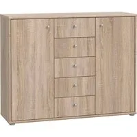 FORTE Kommode Tempra, Kommode, 2 Türen, 5 Schubkästen, viel Stauraum, Breite 108,8 cm
