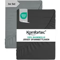 Komfortec Spannbettlaken Jersey Mehrfarbig, 100% Baumwolle, Gummizug: Rundum, (2 Stück), OEKO-TEX® Standard 100 Zertifisiert, für Matratzen bis 25 cm Höhe