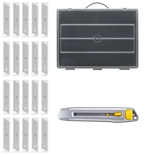 STANLEY Klingen-Vorratspack mit 200 Abbrechklingen 18mm und Interlock Cutter in praktischer Sortimentsbox - STHT10019-9