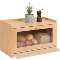 relaxdays Brotkasten mit Schneidebrett, Bambus, natur