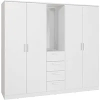 FORTE Kleiderschrank Drehtürenschrank, Spiegel, Schubladen, viel Stauraum B/H/T 199/181/52,7, Spiegel, Stauraum,Schubladen, FSC