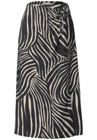 Street One - Midi-Rock in Wickel-Optik mit Print Black - Gr. - 44