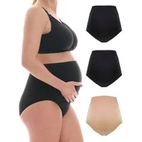 Herzmutter Umstandsslip 3er-Pack - Überbauchslip-Schwangerschaftsslip - Baumwoll-Mix
