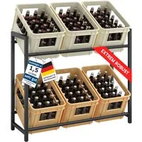 STEELSØN Flaschenregal Macondo aus Metall, Getränkekistenregal schwarz, für 6 Kisten, auch verfügbar für 4 Kisten & mit Ablage