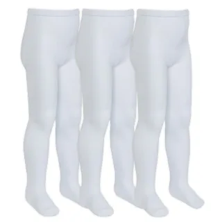 3 Paar Multipack Mädchen Bambus Schulstrumpfhosen | Socken Snob | Fußende weiche einfarbige Strumpfhosen in Schwarz, Grau, Weiß, Marineblau - Weiß
