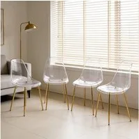ANYSUN Esszimmerstuhl Esszimmerstühle 4er Set, transparentem Sitz (Moderne Küchenstühle mit Metallbeinen), Transparente Stühle für Esszimmer, Küche, Wohnzimmer