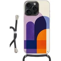 MuchoWow Handyhülle für Apple iPhone 15 Pro Formen - Abstrakt - Grafik - Orange, Tragbare Handyhüllen mit Kette zum umhängen, Handykette Handyband