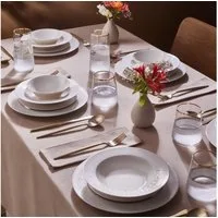 Karaca Geschirr-Set Karaca New Dome 24-tlg Bone China Geschirrset für 6 Personen, Weiß