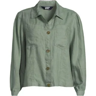 Leinenjacke für Damen, Damen, size: regular, Grün, Leinen, by Lands' End