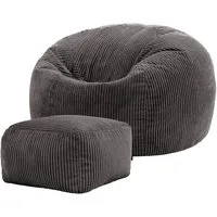 icon Sitzsack Erwachsene aus Cord „Kingston“ mit Hocker (Spar-Set, 1 x Sitzsack, 1 x Fußhocker), 85x50cm, Made in Germany, für Erwachsene & Kinder