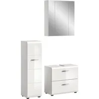 welltime Badezimmer-Set, (Set, 3-St., Standschrank, WBU, Spiegelschrank), Bad-Kombination, Bad-Möbel, Badezimmer, Kombination, Kombi