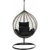 HOME DELUXE Hängesessel CIELO (Inklusive Gestell, Sitz-, Seiten- und Rückenkissen), 123 x 200 cm, Polyrattan, Rattansessel, Outdoor Schwebeliege