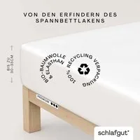 Schlafgut Spannbettlaken PREMIUM Mako-Zwirn-Jersey, 220 g/m², 95% Bio-Baumwolle, 5% Elasthan, Mako-Zwirn-Jersey, Gummizug: rundum, (1 Stück), Bettlaken bis 30 cm Höhe, PREMIUM-Qualität langlebig, perfekter Sitz