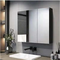 EMKE Spiegelschrank bad 75×65 /85×65cm 2-türig Badspiegelschrank Verstellbare Glasregale mit Stauraum und verstellbaren Regalen Badezimmerspiegelschrank