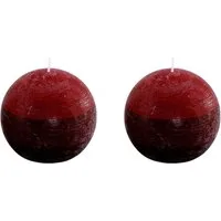 Small-Preis Kugelkerze Premium Echtwachskerze Dunkelrot Bordeauxfarben Ø 8cm (2-tlg), Echtwachskerze mit langer Brenndauer