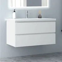 Aica Sanitär Waschtisch Waschtische Unterschrank MDF hängend mit Wachbecken Badmöbel Set 100CM