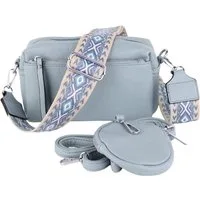 MIRROSI Umhängetasche Damen, Veganleder Crossbody Tasche Bag, Schultertasche (inkl. 1 Münzbeutel und 2 Wechselgurte, 19x14x8cm (BXHXT), gemusterten & verstellbaren Schulterriemen