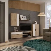 Vicco Wohnwand Berno, Sonoma/Weiß, 4er Set, (4-St., 4-er Set)