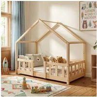 en.casa Kinderbett, »Treviolo« Haus-Optik Montessori 70x140 cm Holzfarben