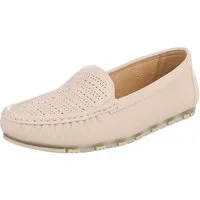 Ital-Design Damen Slipper mit erhöhtem Tragekomfort und Luftdurchlässigkeit Slipper (91512567) Flach Mokassins in Beige