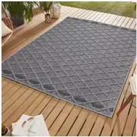 SIMPEX24 Outdoorteppich Rauten Design, Läufer, Höhe: 8 mm, In & Outdoor Teppich Grau Rauten Design für Küchen Balkon Terrasse