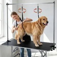 oyajia Hundeschermaschine Tierpflegetisch, Schertisch, höhenverstellbar,Arbeitstisch, für die Pflege kleiner bis mittelgroßer Haustiere 113.5*61*177-183.5cm