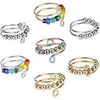 LuxusKollektion Ring-Set Antistress Ring 7er Set Damen Mädchen Bunte Verstellbare Spinner