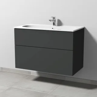 Sanipa 3way Waschtischunterbau zu Geberit Acanto Slim Waschtisch mit 2 Auszügen, Graphit-Matt SP4121B