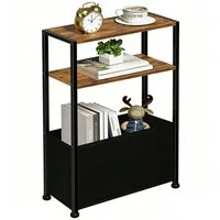 HEYHIPPO Ablageregal Schmaler Tisch mit Stoffkorb (65x40cm), platzsparend für kleine Räume, Schmales Nachttischchen mit Stoffkorb,65 cm hoch,bis 13,6 kg belastbar