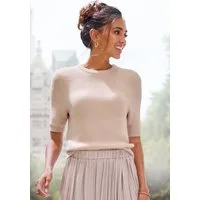 LASCANA Kurzarmpullover mit figurnahem Schnitt aus weichem Strick Sommerpullover, flauschiger Strickpullover, Basicpullover, Halbarm
